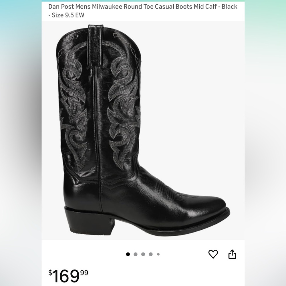 Dan Post black and gray Cream Leather Cowboy Boot. Worn less than 5 times